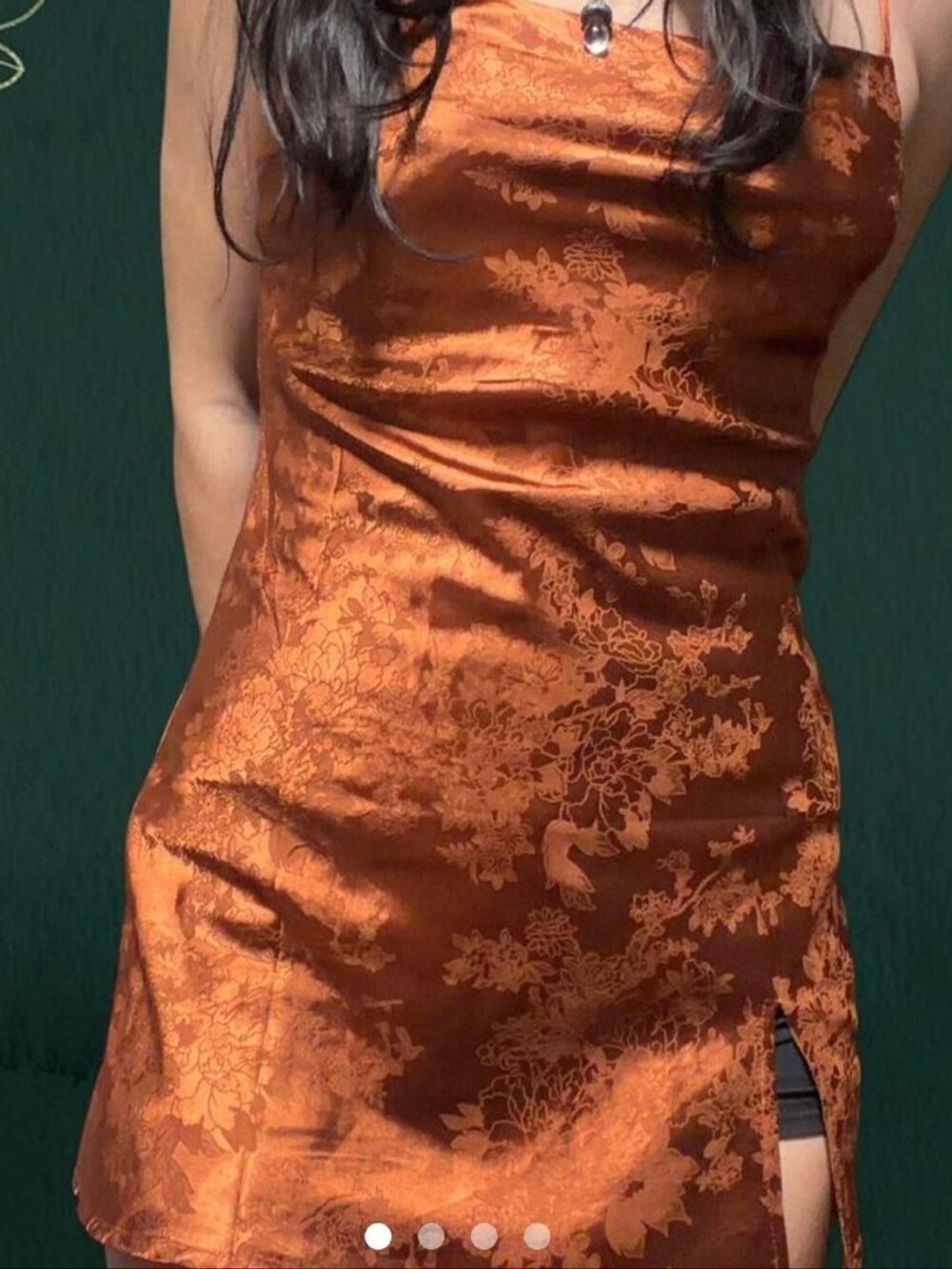 Princess Polly Burnt Orange Floral Jacquard Slip Dress